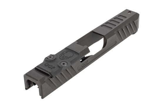 GGP stripped V3 Glock G19 Gen4 slide with dual optic cut includes a G10 cover plate, shim plate, and mounting screws.